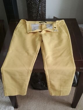 Zara Yellow Ankle Crop Trousers